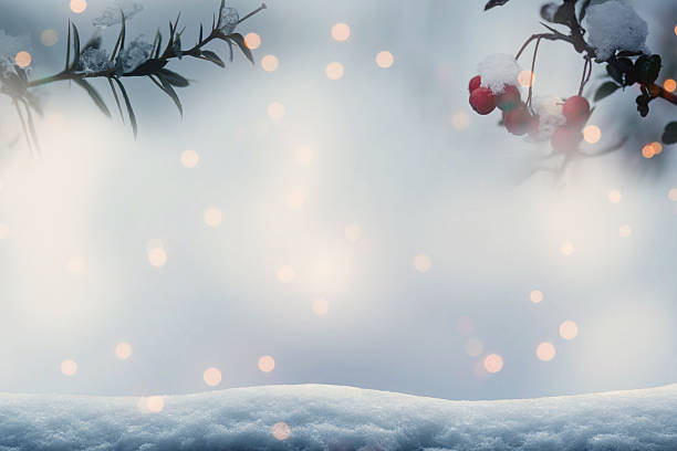 Snow background for Christmas decoration with snow and defocused lights