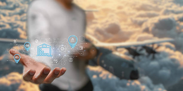 istock Business logistic import export and transport industry Transportation and logistic network distribution growth. Container cargo ship and trucks of industrial cargo freight for shipping. 2240998933