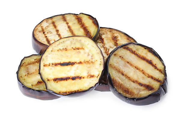 istock Grilled slices of eggplant isolated on white 2240999084