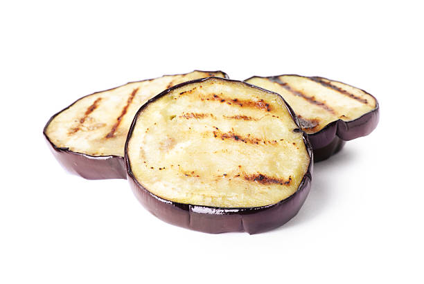 istock Grilled slices of eggplant isolated on white 2240999086