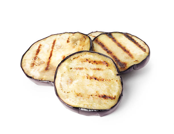 istock Grilled slices of eggplant isolated on white 2240999129