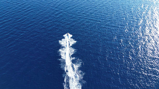 istock Speedboat Motion on Open Sea – Top-Down Drone View 2240999381