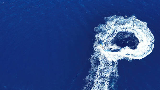 istock Speedboat Motion on Open Sea – Top-Down Drone View 2240999526