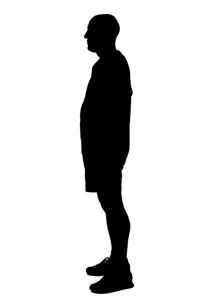 istock silhouette front view of man standing, dressed in summer clothes looking at camera on white background 2241004659