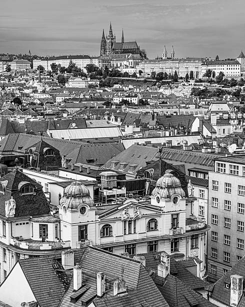 istock Old town prague from above in black and white 2241004786