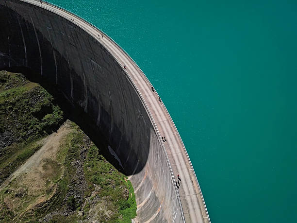 istock Overhead aerial view of Stausee Mooserboden Dam, Kaprun, Austria 2241005415