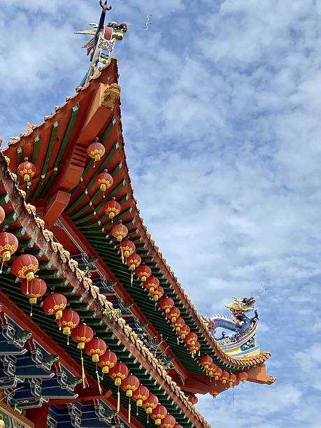 istock Traditional Chinese Temple Decorated with Red and Yellow Lanterns 2241008961