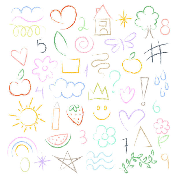 istock Set of cute pictures made with crayons 2241010885