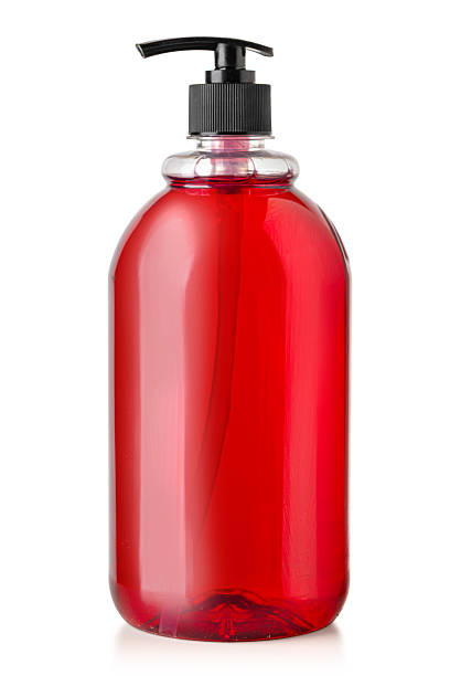 istock Red liquid soap dispenser bottle for hygiene 2241011347