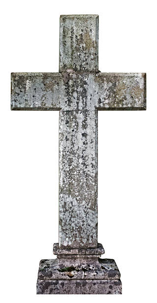 istock Old tombstone grave cross isolated 2241013806