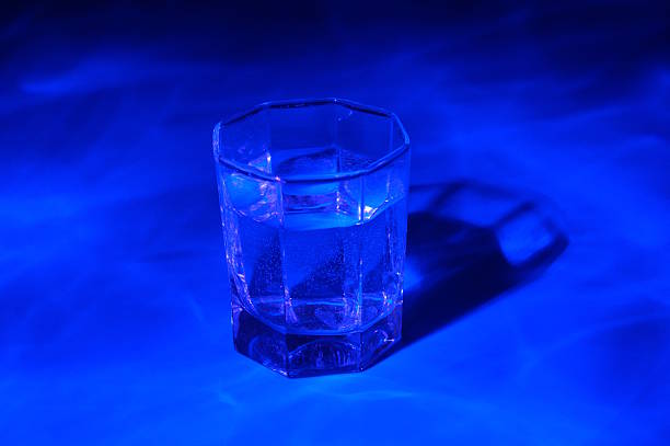 istock A glass of water on a blue background. 2241030027