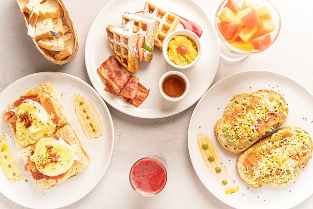 istock Delicious brunch spread with waffles and more. 2241039781