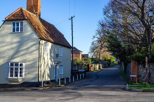 istock Narrow road in Saffron Walden in winter 2241040923