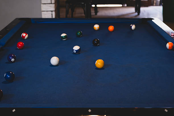 istock Colorful billiard balls on an american pool table. 2241043983