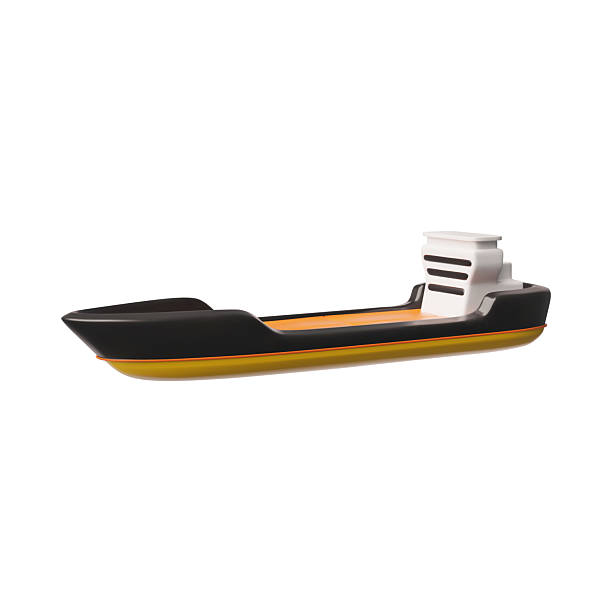 istock 3D vector illustration of a motorboat with an orange and black hull. 2241056954