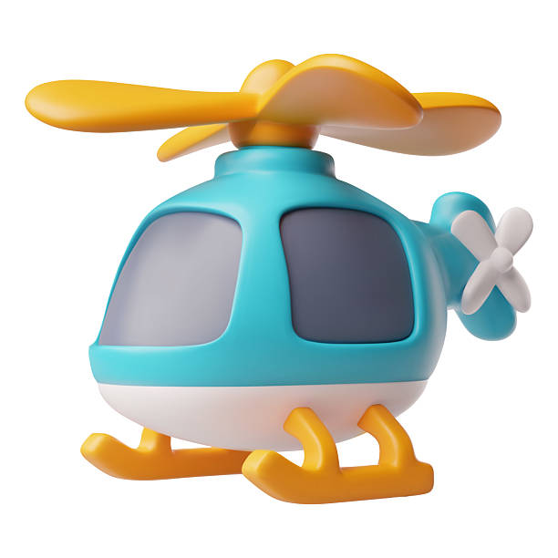 istock 3d cartoon helicopter, with two propellers, yellow and blue, air transport. 2241056981