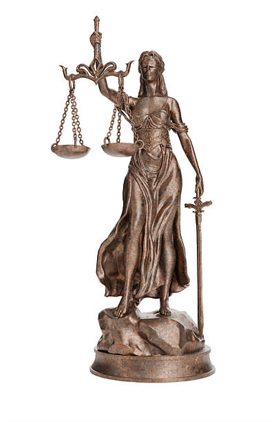 istock Bronze Lady of Justice Statue Isolated on a White Background. 2241071923
