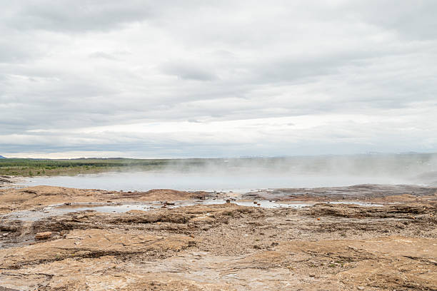 Geysir hot spring in south Iceland on a summer day