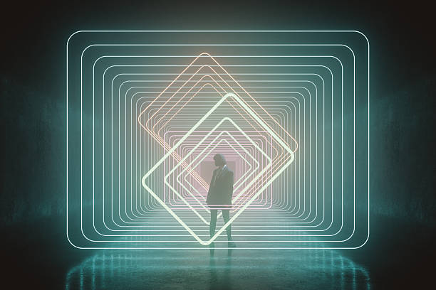 istock Woman standing in futuristic VR 2241096730