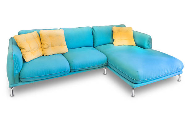 istock Furniture modern green sofa yellow pillows 2241097925