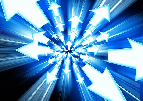 istock 3d illustration of countless abstract blue light arrows 2241101177