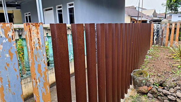istock Rusted metal fence posts 2241106290
