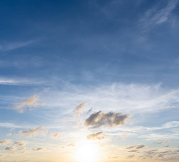 istock Beautiful morning or evening blue and orange sky with cloudy while sunsets or sunrises taken at the sea used as natural background texture 2241107101