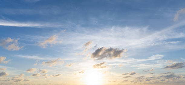 istock Beautiful morning or evening blue and orange sky with cloudy while sunsets or sunrises taken at the sea used as natural blackground texture 2241107152
