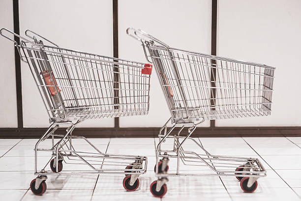 istock Two shopping carts also known as trolleys. 2241115725