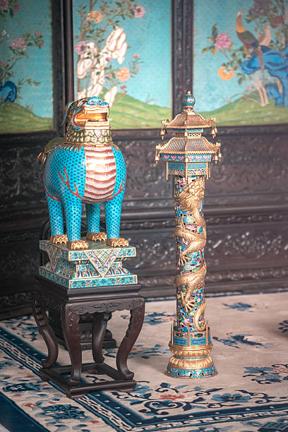 China, Beijing - September 22, 2025 : Ancient details of a Summer Palace building. Exquisite, ornate statues and design elements. Features intricate artistic work within an ancient palace setting.