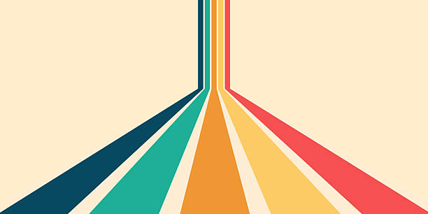 Retro abstract rainbow background with wavy lines and curved colorful rays. Groovy 70s pattern inspired by hippie sunshine style, vintage vector wallpaper or poster design. Vector illustration