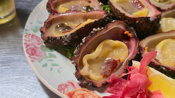 istock Fresh Sea Squirt Served in Shell with Lemon and Pickled Ginger 2241124734