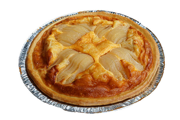 Isolated of Apricot fruit tart on wooden table
