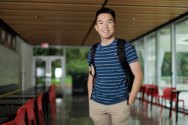 istock Portrait of student standing in school hallway with backpack 2241127191