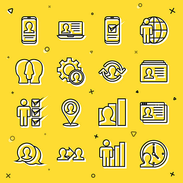 istock Set line Time Management, Resume, Smartphone, Head hunting, Project team base, Mobile with resume and Human resources icon. Vector 2241128174