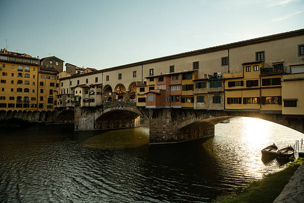 Evening Light on the Ponte Vecchio over Arno River in Florence, Italy