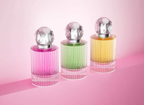 istock Vibrant luxury perfume bottles on a stylish pink backdrop. 3d illustration 2241132561