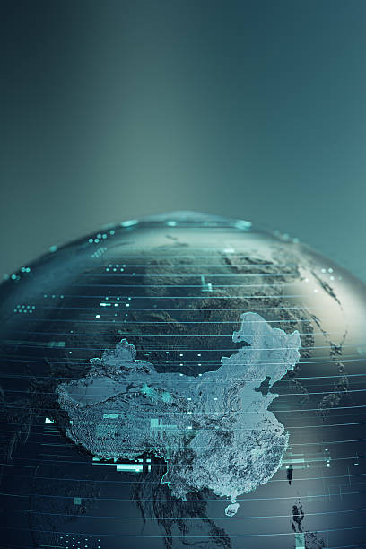 istock Global Digital Globe With Blue Neon Grid Highlighting China Borders Representing Global Connectivity And Technology 2241143052