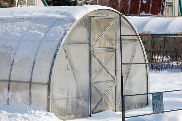 Umea, Sweden - October 3, 2023: greenhouse in the middle of the apartment buildings at Alidhem