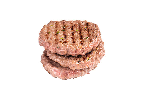 istock BBQ Grilled burger beef meat cutlet isolated on white background 2241146859