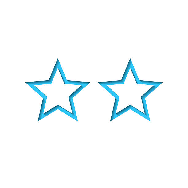 istock Two stars. Icon cut out on white paper with blue background 2241148917