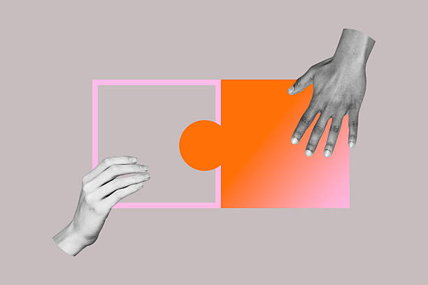 istock Full sketch 3d image art collage of hand hold puzzle piece cooperation startup project idea development matching strategy 2241159690