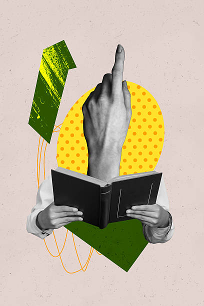 istock Poster image sketch vertical collage of hands hold book education instead head arm gesture magazine bookworm hobby novel 2241162110