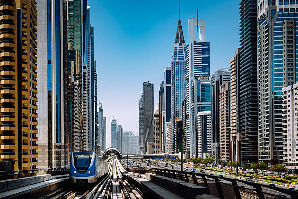 istock Dubai Skyline: Futuristic Sheikh Zayed Road Metrolink Amid Tall Skyscrapers 2241163923
