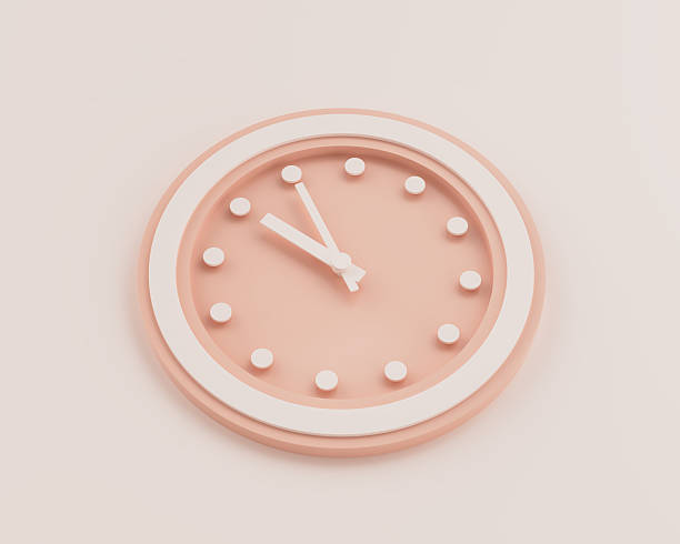 istock Minimalist Pastel Pink And White Rounded Wall Clock 9:55 Nine Fifty Five 21:55 Time 3D Illustration 2241174462