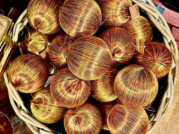 A basket of Christmas baubles