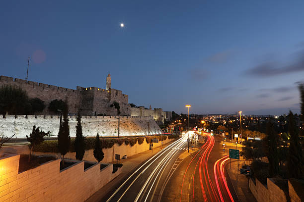 istock Jerusalem old city walls night aerial view 2241183380