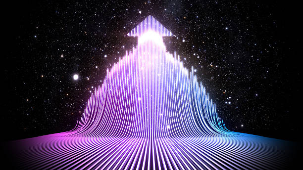 istock Digital wave pattern with upward arrow representing growth in a cosmic background 2241185682