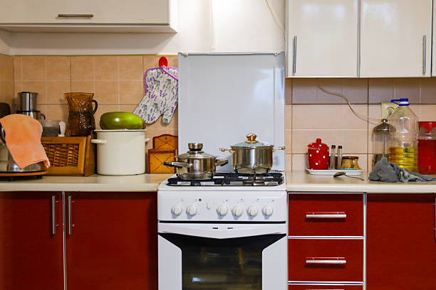 faucet and kettles in the kitchen