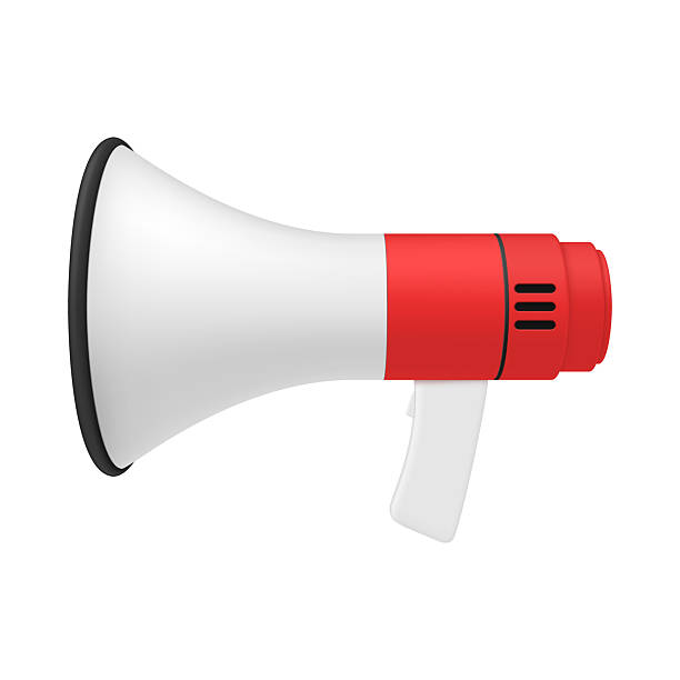 istock A bright red and white megaphone for making loud announcements at events, meetings, or simply giving clear directions to large crowds. 2241190936